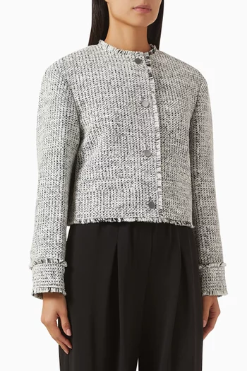 Frayed Crop Jacket in Tweed