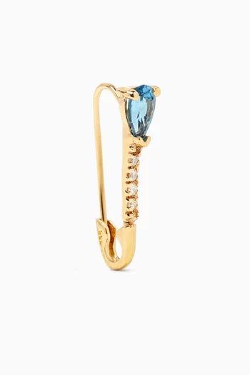 Mini Topaz & Diamond Safety Pin Single Earring