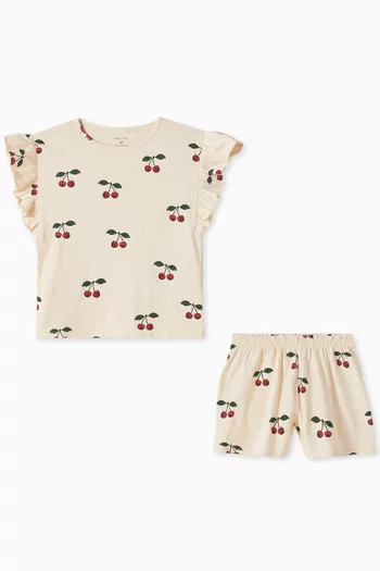 Lin Cherry-print Set in Organic Cotton
