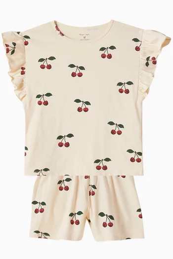 Lin Cherry-print Set in Organic Cotton