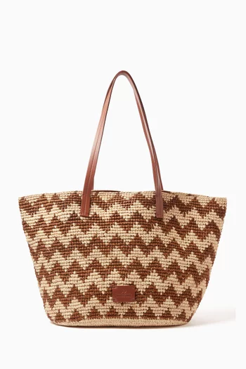 Zigzag Tote Bag in Raffia