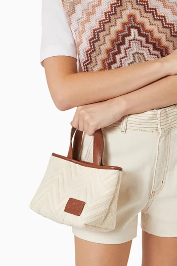 Small Zigzag Tote Bag in Canvas & Leather