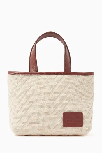 Small Zigzag Tote Bag in Canvas & Leather