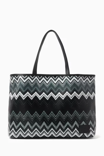 Large Zigzag Tote Bag in Canvas