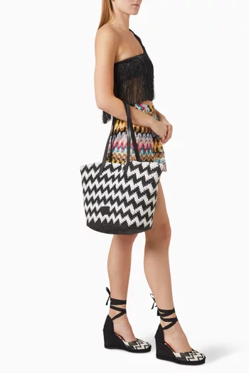 Zigzag Tote Bag in Raffia