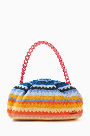 Large Zigzag Towelling Shoulder Bag in Cotton-terry