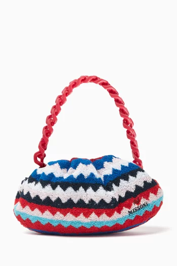 Medium Zigzag Towelling Shoulder Bag in Cotton-terry