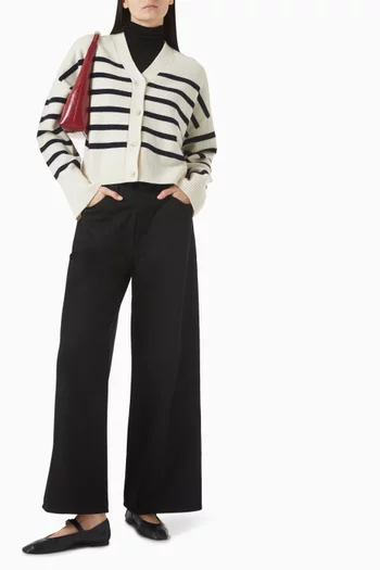 Striped Merino Wool V-Neck Cardigan