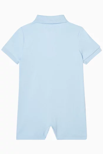 Embroidered Polo Bear Romper in Pique-knit