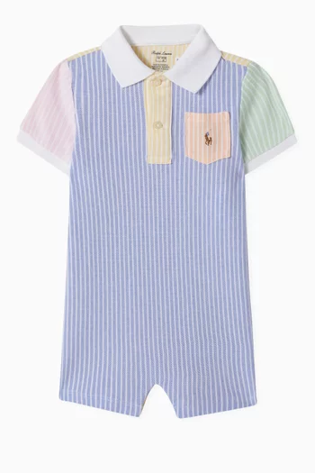 Colour-block Polo Romper in Organic Cotton