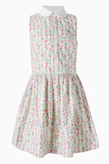 Floral-print Shirt Dress in Cotton