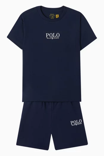 Logo Drawstring Shorts in Cotton-blend