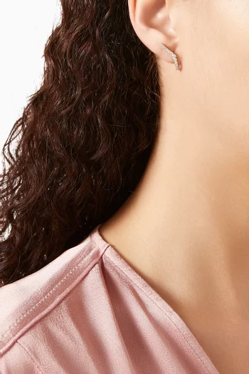 Chip Line Wave Diamond Single Earring in 18kt White Gold