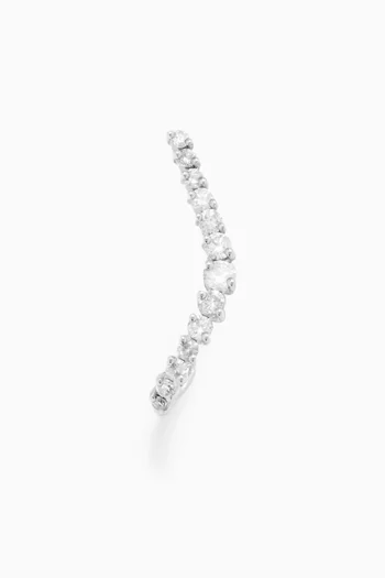 Chip Line Wave Diamond Single Earring in 18kt White Gold