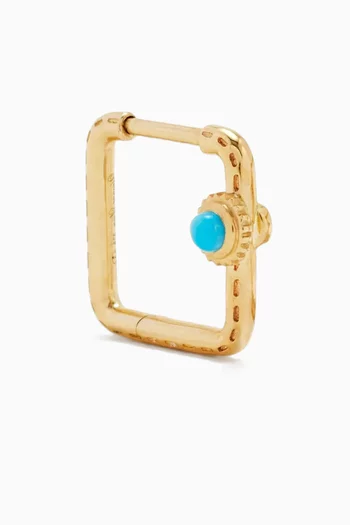 Mini Creoles Turquoise Gusset Single Earring in 9kt Gold