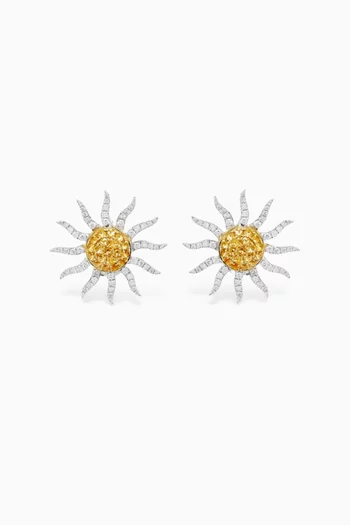 Maxi Diamond & Citrine Sun Earrings in 18kt Gold