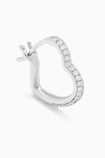 Mini Creole Heart Diamond Single Earring in 9kt White Gold