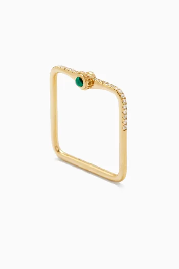 Mini Malachite Gusset Ring in 9kt Yellow Gold