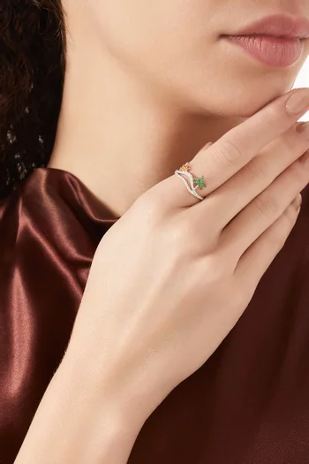La Plage Diamond & Tsavorite Ring in 9kt Gold
