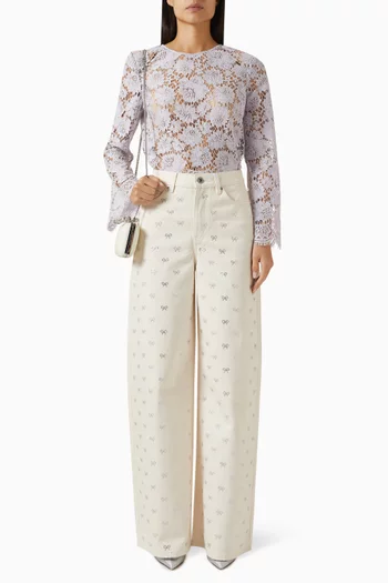 Fluted-sleeve Top in Lace