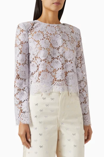 Fluted-sleeve Top in Lace