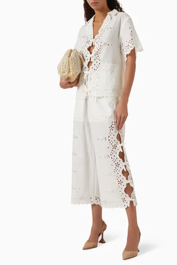 Broderie Anglaise Shirt in Linen Blend