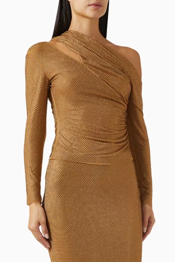 Rhinestone Gathered Top in Mesh