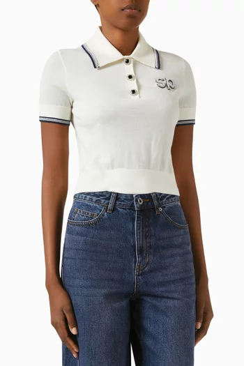 Knit Polo Top in Wool