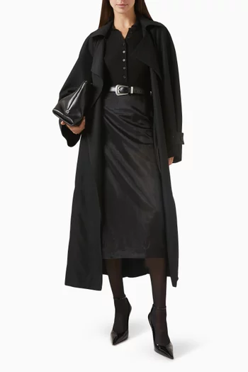 تنورة بيري متوسطة الطول بتصميم شفاف مزيج حرير