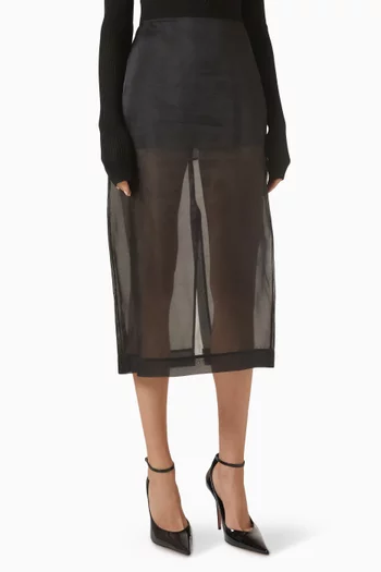 تنورة بيري متوسطة الطول بتصميم شفاف مزيج حرير