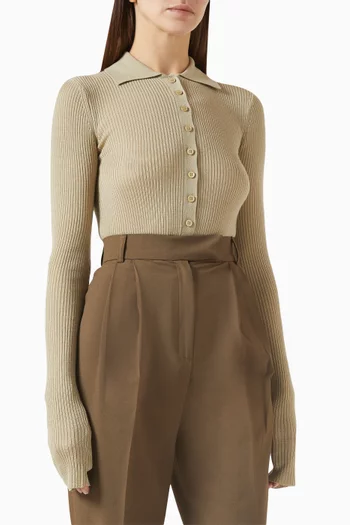 Solana Polo Bodysuit in Wool-blend
