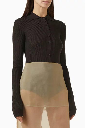 Solana Polo Bodysuit in Wool-blend