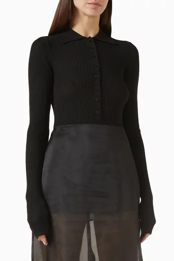 Solana Polo Bodysuit in Wool-blend