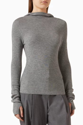 Danae Hooded Knit Top in Wool Blend