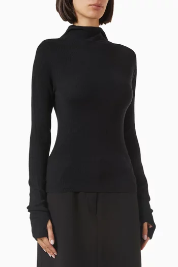 Danae Hooded Knit Top in Wool Blend
