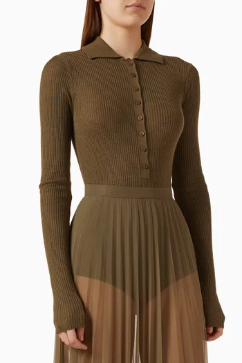 Solana Polo Bodysuit in Wool-blend