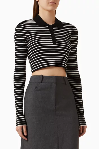 Giselle Crop Knit Polo in Viscose Blend