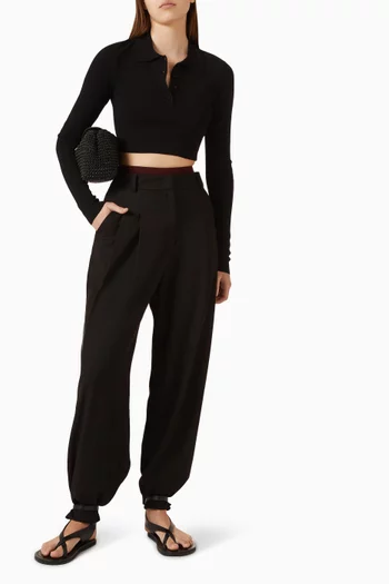 Giselle Crop Knit Polo in Viscose Blend