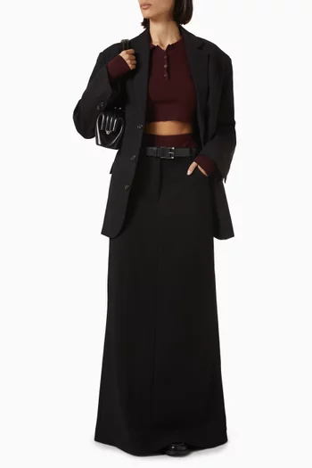 Giselle Crop Knit Polo in Viscose Blend