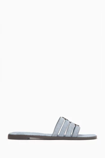 Ines Cage Slide Sandals in Printed-suede
