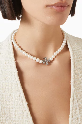 Kira Pearl Necklace in Silver-tone Brass