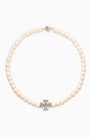 Kira Pearl Necklace in Silver-tone Brass