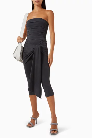 Pre-styled Strapless Wrap Catsuit in Silk