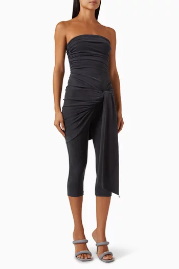 Pre-styled Strapless Wrap Catsuit in Silk