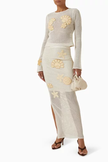 Enza Long-sleeve Crop Top in Crochet-knit