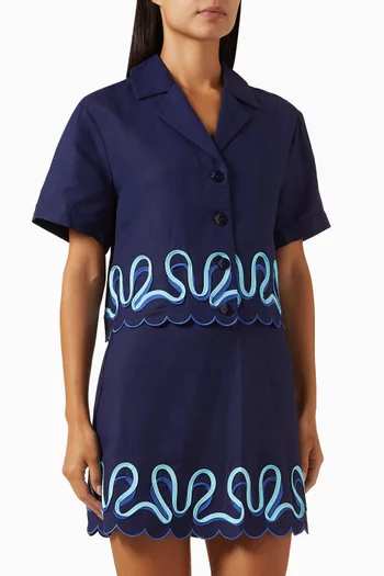 Zabelle Cropped Shirt in Linen-blend