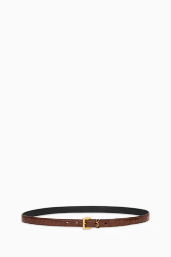 Cassandre Thin Belt in Croc-embossed Leather
