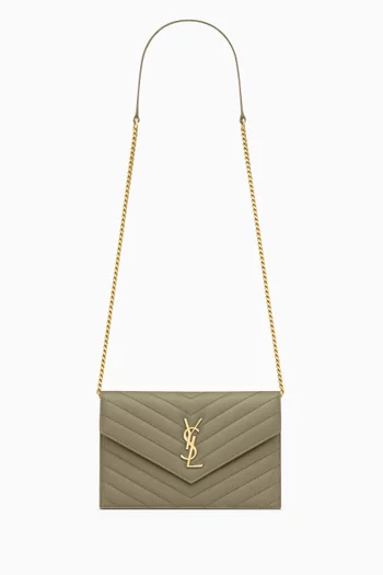 Cassandre Matelassé Envelope Chain Wallet in Lambskin Leather