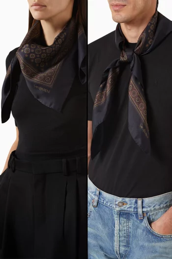 Medallion Square Scarf in Silk Twill