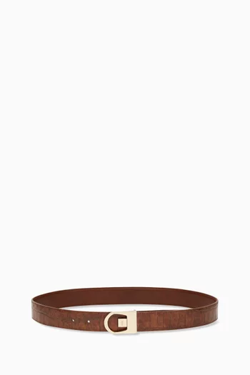 Reversible Belt in Smooth & Crocodile-embossed Leather